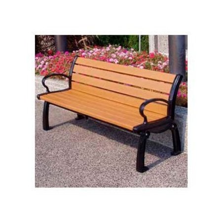 JAYHAWK PLASTICS Frog Furnishings Heritage 5' Recycled Plastic Bench, Cedar Bench/Black Frame PB 5CEDBFHER